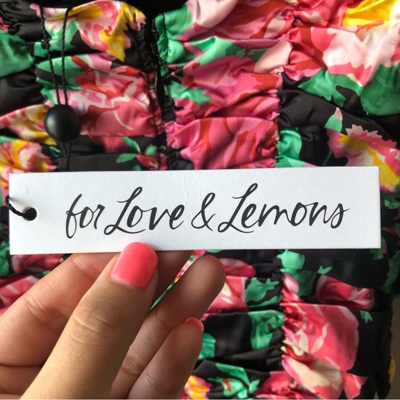 For Love and Lemons Jolie Puff Sleeve Floral Mini Dress - Size XXS - Picture 6 of 10
